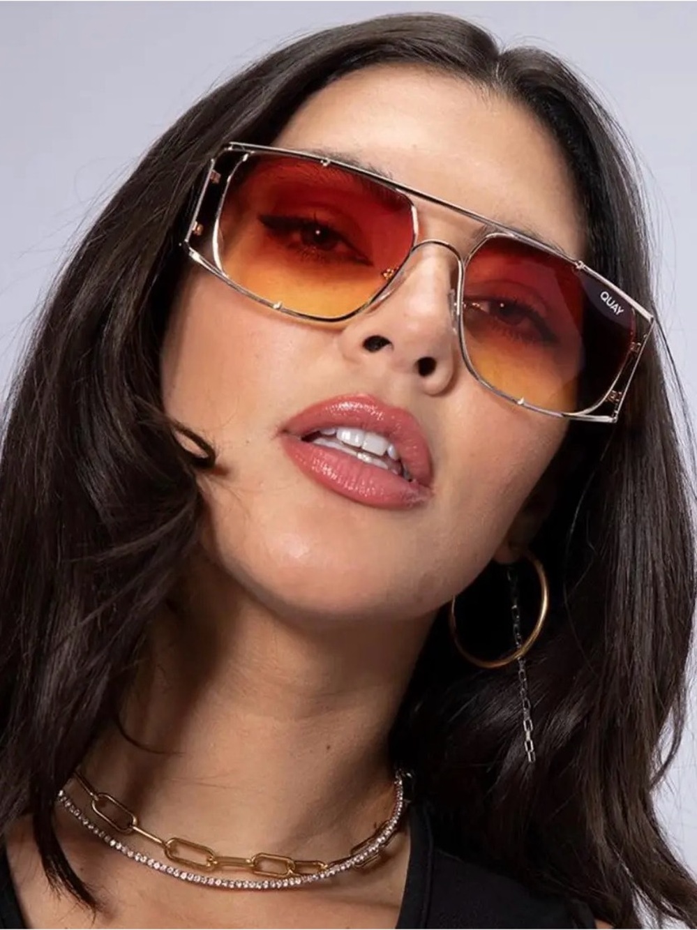 Quay Australia Rose Tinted Aviator Sunglasses